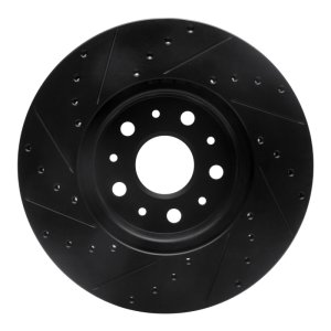 Cadillac CT6 Brake Rotor (1) - Front Right - R1 Concepts - Drilled & Slotted - Black - `14-`20